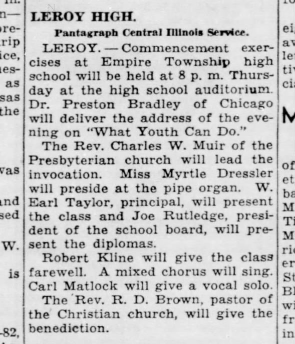 Clipping from The Pantagraph